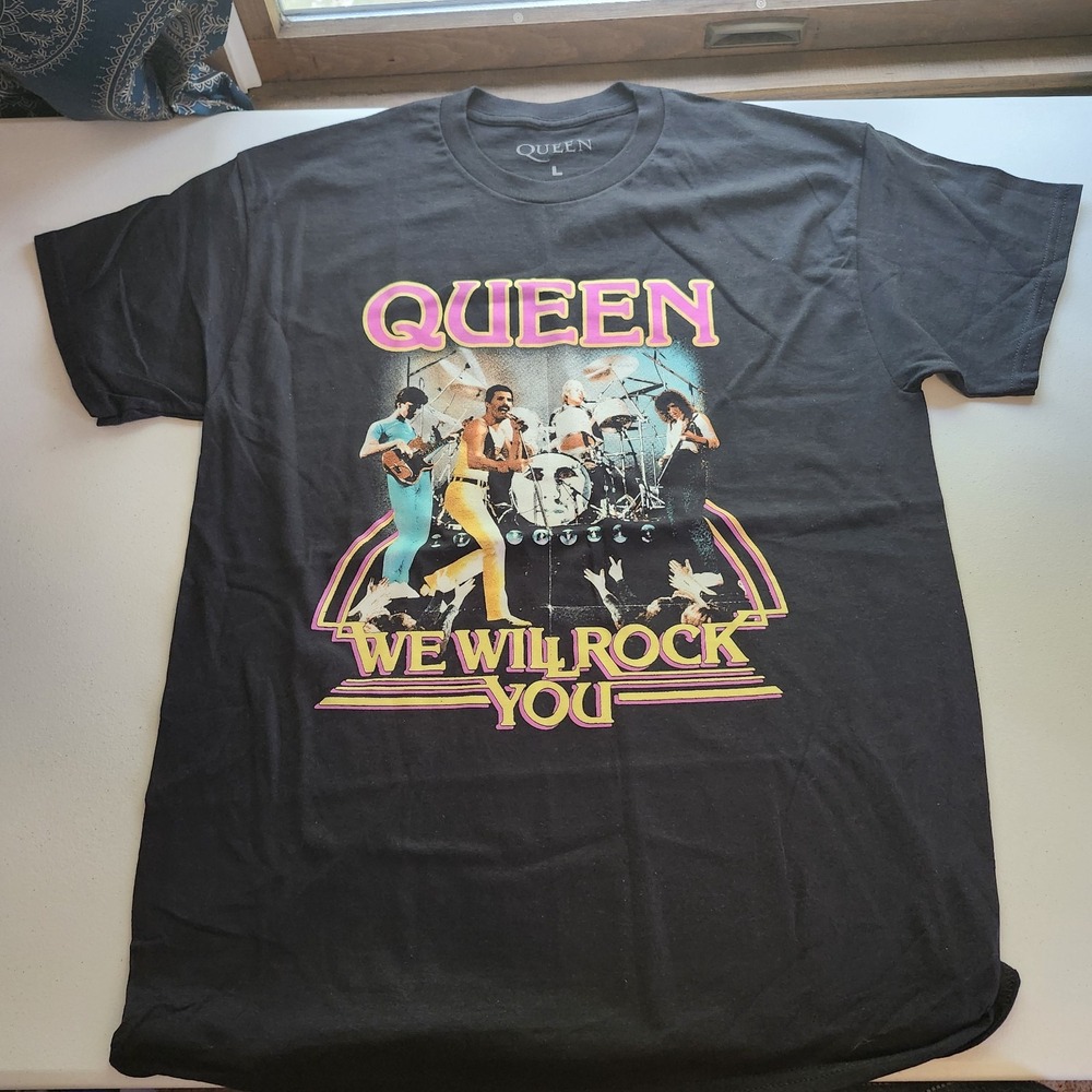 Unworn Queen We Will Rock You Band T-Shirt Adult Large Black 100% Cotton